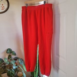 NWOT Comfrt Red Tapered Elastic Cuff Joggers With Pockets, Size 2XL Unisex